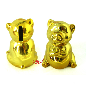 Cerâmica Gold Pig Coin Box Toy